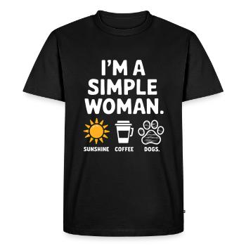 Je suis une femme simple comme les chiens de soleil et le café - T-shirt Premium bio Homme - noir - Devant - Nico (187cm)
