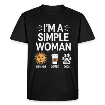 Je suis une femme simple comme les chiens de soleil et le café - T-shirt Premium bio Homme - noir - Devant - Nico (187cm)