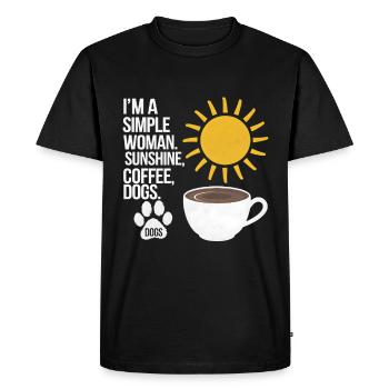 Je suis une femme simple comme les chiens de soleil et le café - T-shirt Premium bio Homme - noir - Devant - Nico (187cm)