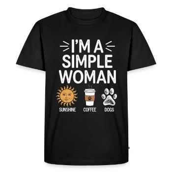 Je suis une femme simple comme les chiens de soleil et le café - T-shirt Premium bio Homme - noir - Devant - Nico (187cm)