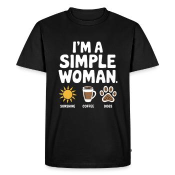 Je suis une femme simple comme les chiens de soleil et le café - T-shirt Premium bio Homme - noir - Devant - Nico (187cm)