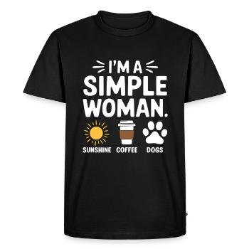 Je suis une femme simple comme les chiens de soleil et le café - T-shirt Premium bio Homme - noir - Devant - Nico (187cm)
