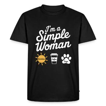 Je suis une femme simple comme les chiens de soleil et le café - T-shirt Premium bio Homme - noir - Devant - Nico (187cm)