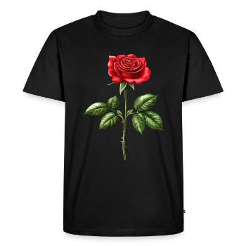 Rose Fleur Amour Saint Valentin - T-shirt Premium bio Homme - noir - Devant - Nico (187cm)