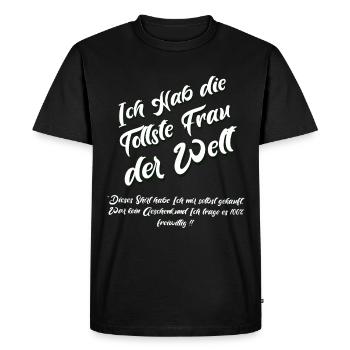 Hochzeit Verlobung Ich habe die tollste Frau - Männer Premium Bio T-Shirt - Schwarz - Vorne - Nico (187cm)