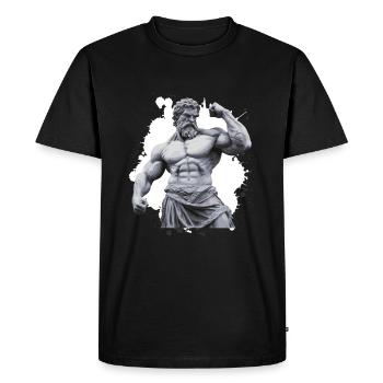 Greek Warrior Bodybuilding Gym - Men's Premium Organic T-Shirt - black - Front - Nico (187cm)