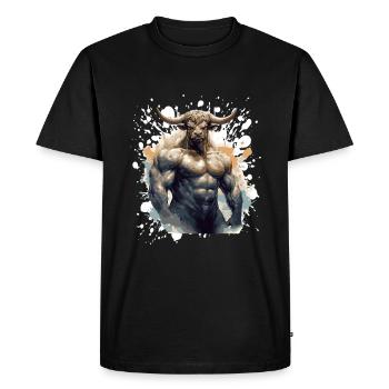 Bull Bull Muscles Bodybuilding Beast - Men's Premium Organic T-Shirt - black - Front - Nico (187cm)