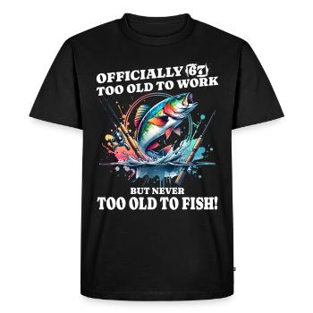 60th Birthday Fishing – Never too old to fish - Men's Premium Organic T-Shirt - black - Front - Nico (187cm)