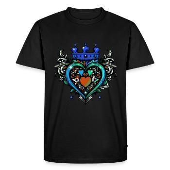 Heart Crown Love - Men's Premium Organic T-Shirt - black - Front - Nico (187cm)