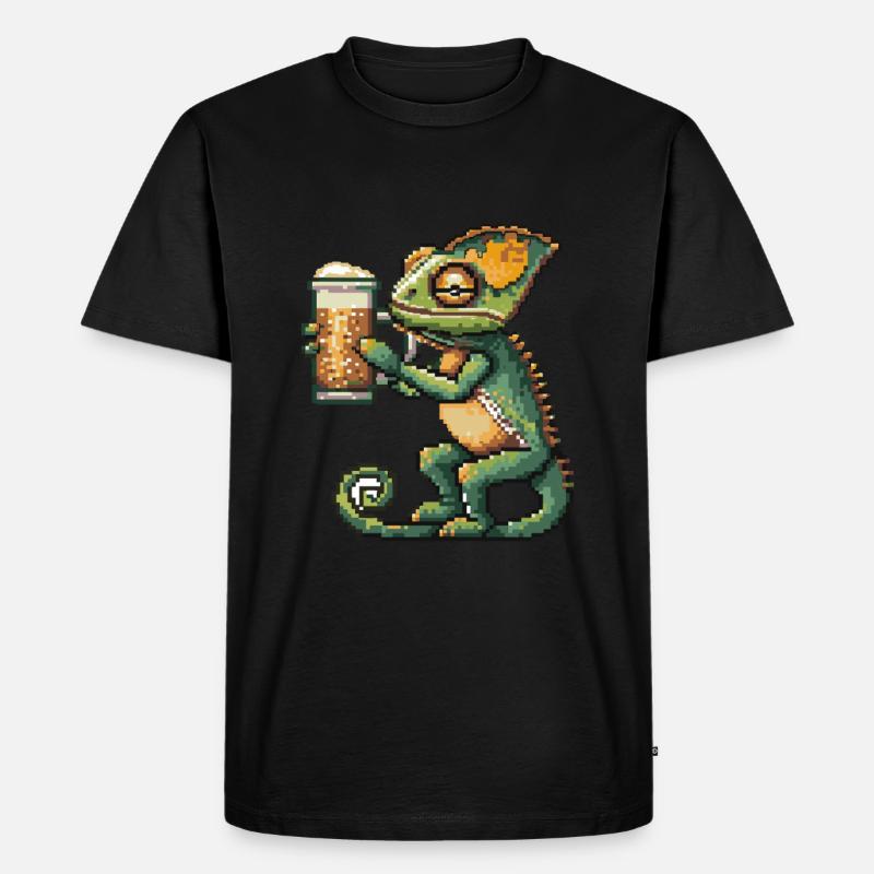 Chameleon Pixel Bier - Männer Premium Bio T-Shirt - Schwarz