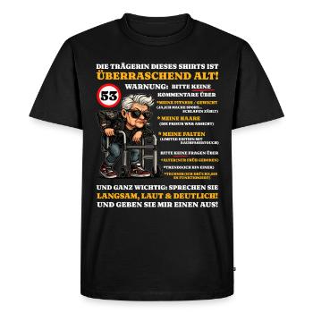 Anniversaire 53 ans Étonnamment vieux - T-shirt Premium bio Homme - noir - Devant - Nico (187cm)