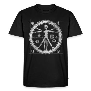 Mysterious Alien Explorer Symbolic Design - Men's Premium Organic T-Shirt - black - Front - Nico (187cm)