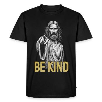 Message universel être gentil tolérance équilibre - T-shirt Premium bio Homme - noir - Devant - Nico (187cm)
