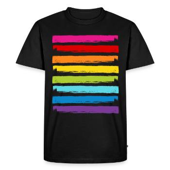 Rainbow Colors Stripes LGBT LGBTQ Gay Pride - T-shirt Premium bio Homme - noir - Devant - Nico (187cm)