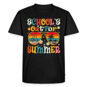 L’école rétro est sortie pour l’été, dernier jour d’école - T-shirt Premium bio Homme - noir - Devant - Nico (187cm)