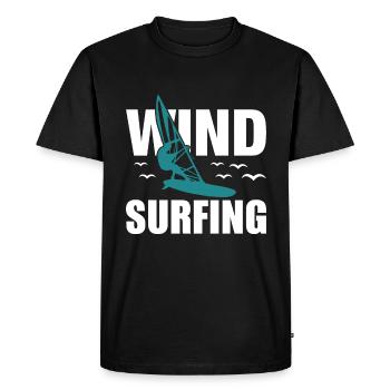 Planche à voile, surf, sports nautiques, surfeurs - T-shirt Premium bio Homme - noir - Devant - Nico (187cm)