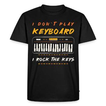 "I don t play keyboard - i rock the keys" Klavier - Männer Premium Bio T-Shirt - Schwarz - Vorne - Nico (187cm)