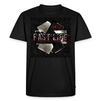 Vie rapide [24/7] Vie rapide - Image - 2023 - T-shirt Premium bio Homme - noir - Devant - Nico (187cm)
