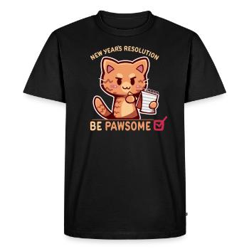 La résolution du Nouvel An est d’être Pawsome - T-shirt Premium bio Homme - noir - Devant - Nico (187cm)