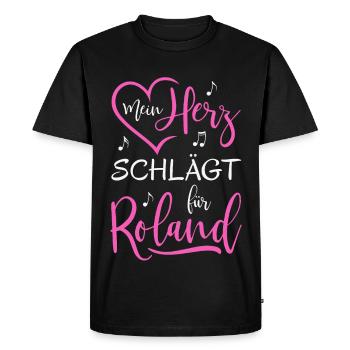 My heart beats for Roland - Men's Premium Organic T-Shirt - black - Front - Nico (187cm)