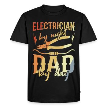 Electrician Papa - Men's Premium Organic T-Shirt - black - Front - Nico (187cm)