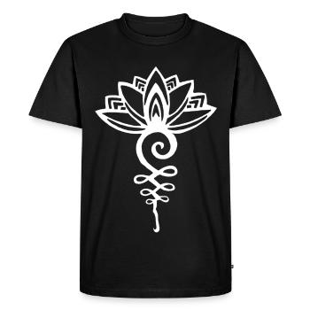 Lotus blanc éternel - T-shirt Premium bio Homme - noir - Devant - Nico (187cm)