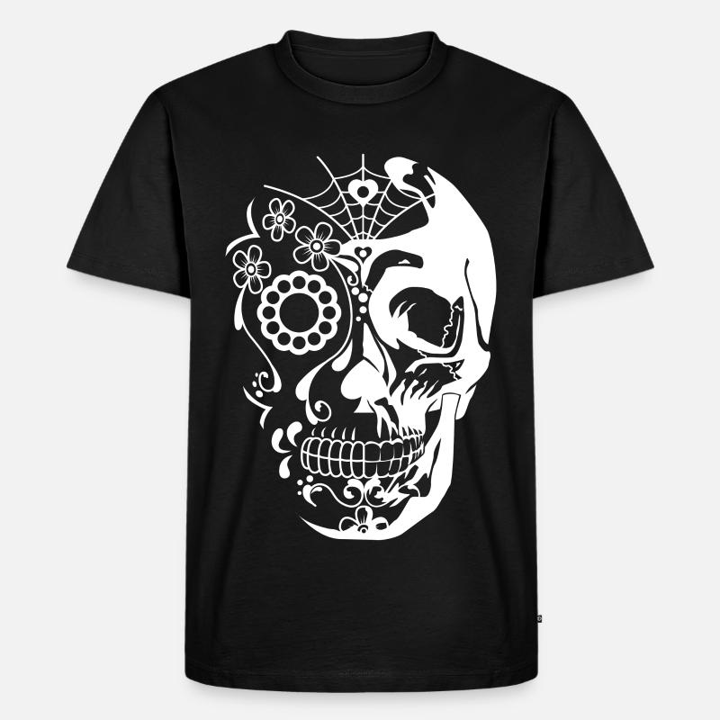 Totenkopf Weiß - Männer Premium Bio T-Shirt - Schwarz