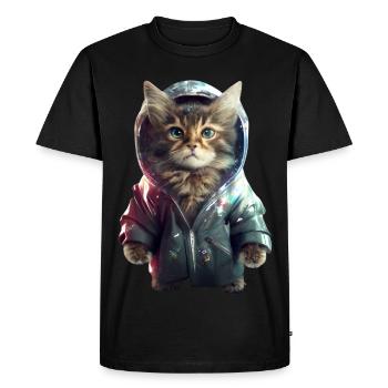 Chat de l’espace - T-shirt Premium bio Homme - noir - Devant - Nico (187cm)
