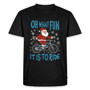 PÈRE NOËL VÉLO DRÔLE CADEAU DE NOËL - T-shirt Premium bio Homme - noir - Devant - Nico (187cm)