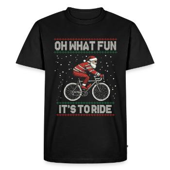 LUSTIGER WEIHNACHTSMANN FAHRRAD WEIHNACHTSGESCHENK - Männer Premium Bio T-Shirt - Schwarz - Vorne - Nico (187cm)