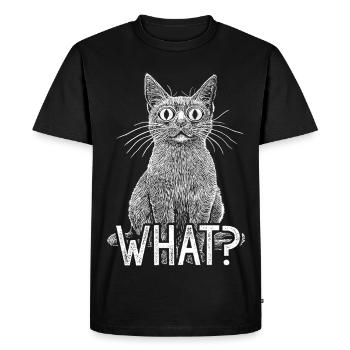 Chat Quoi Chat Blanc Drôle Avec Un Regard D’Horreur Intense - T-shirt Premium bio Homme - noir - Devant - Nico (187cm)