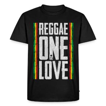 Reggae Love Design avec bannière - T-shirt Premium bio Homme - noir - Devant - Nico (187cm)