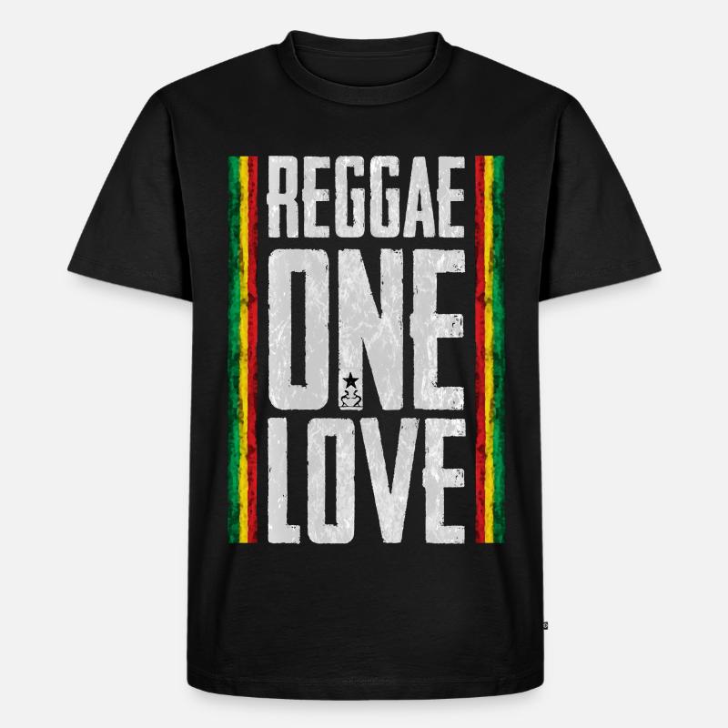 Reggae Liebe Design mit Fahne - Männer Premium Bio T-Shirt - Schwarz