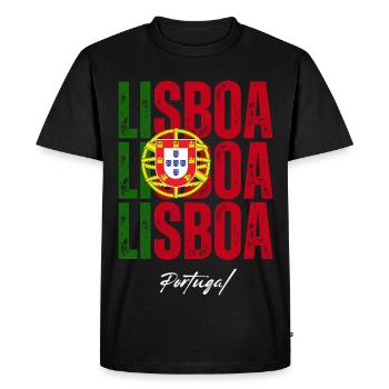 Lisbonne, Portugal, souvenir de Lisbonne - T-shirt Premium bio Homme - noir - Devant - Nico (187cm)
