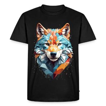 Tête de loup géométrique - T-shirt Premium bio Homme - noir - Devant - Nico (187cm)