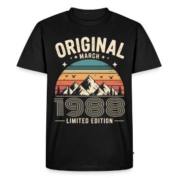 Vintage Né(e) en mars 1988 Original depuis 38 ans - T-shirt Premium bio Homme - noir - Devant - Nico (187cm)