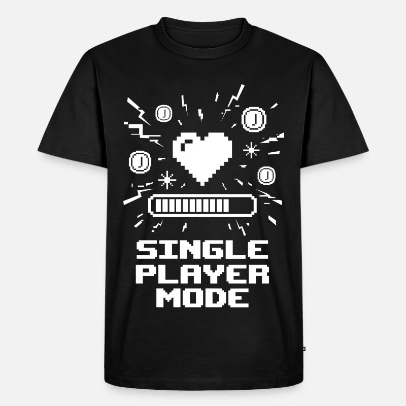 Single Player Mode Gamer Herz - Männer Premium Bio T-Shirt - Schwarz