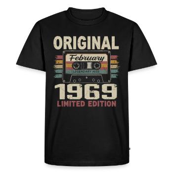 Février 1969, Cadeau d'Anniversaire février 1969 - T-shirt Premium bio Homme - noir - Devant - Nico (187cm)