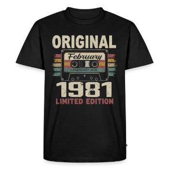Février 1981, Cadeau d'Anniversaire février 1981 - T-shirt Premium bio Homme - noir - Devant - Nico (187cm)