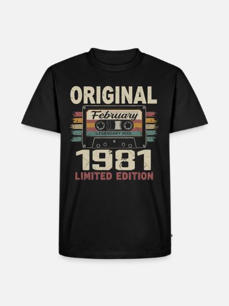 February 1981, February 1981 Birthday Gift - Men's Premium Organic T-Shirt - black