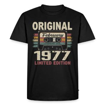 Février 1977, Cadeau d'Anniversaire février 1977 - T-shirt Premium bio Homme - noir - Devant - Nico (187cm)