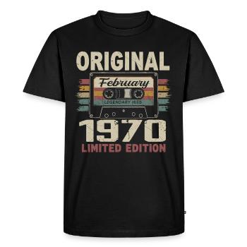 February 1970, February 1970 Birthday Gift - Men's Premium Organic T-Shirt - black - Front - Nico (187cm)