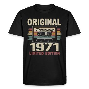 Février 1971, Cadeau d'Anniversaire février 1971 - T-shirt Premium bio Homme - noir - Devant - Nico (187cm)