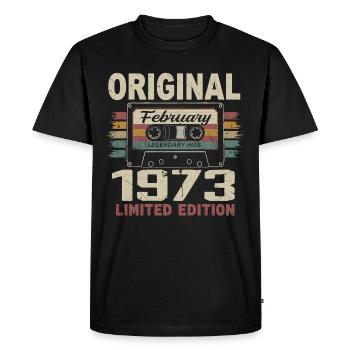 Février 1973, Cadeau d'Anniversaire février 1973 - T-shirt Premium bio Homme - noir - Devant - Nico (187cm)