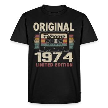 Février 1974, Cadeau d'Anniversaire février 1974 - T-shirt Premium bio Homme - noir - Devant - Nico (187cm)
