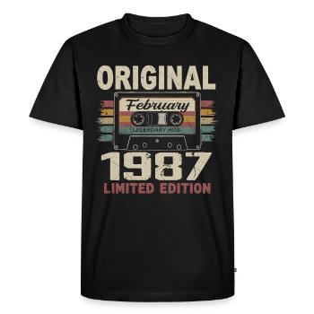 Février 1987, Cadeau d'Anniversaire février 1987 - T-shirt Premium bio Homme - noir - Devant - Nico (187cm)