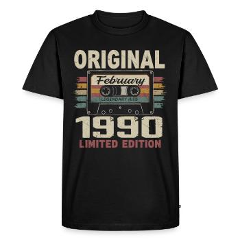 Février 1990, Cadeau d'Anniversaire février 1990 - T-shirt Premium bio Homme - noir - Devant - Nico (187cm)