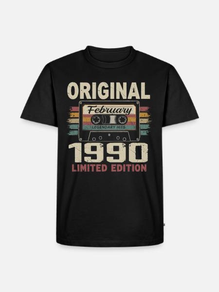 Février 1990, Cadeau d'Anniversaire février 1990 - T-shirt Premium bio Homme - noir