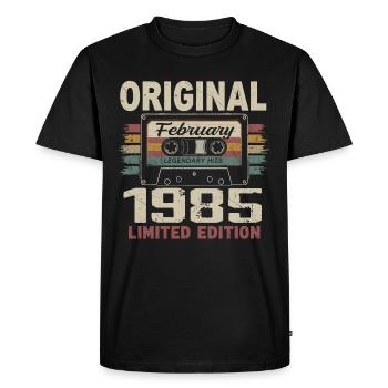 Février 1985, Cadeau d'Anniversaire février 1985 - T-shirt Premium bio Homme - noir - Devant - Nico (187cm)