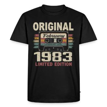 Février 1983, Cadeau d'Anniversaire février 1983 - T-shirt Premium bio Homme - noir - Devant - Nico (187cm)